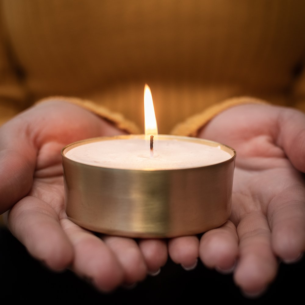 bakır kapta el yapımı mum